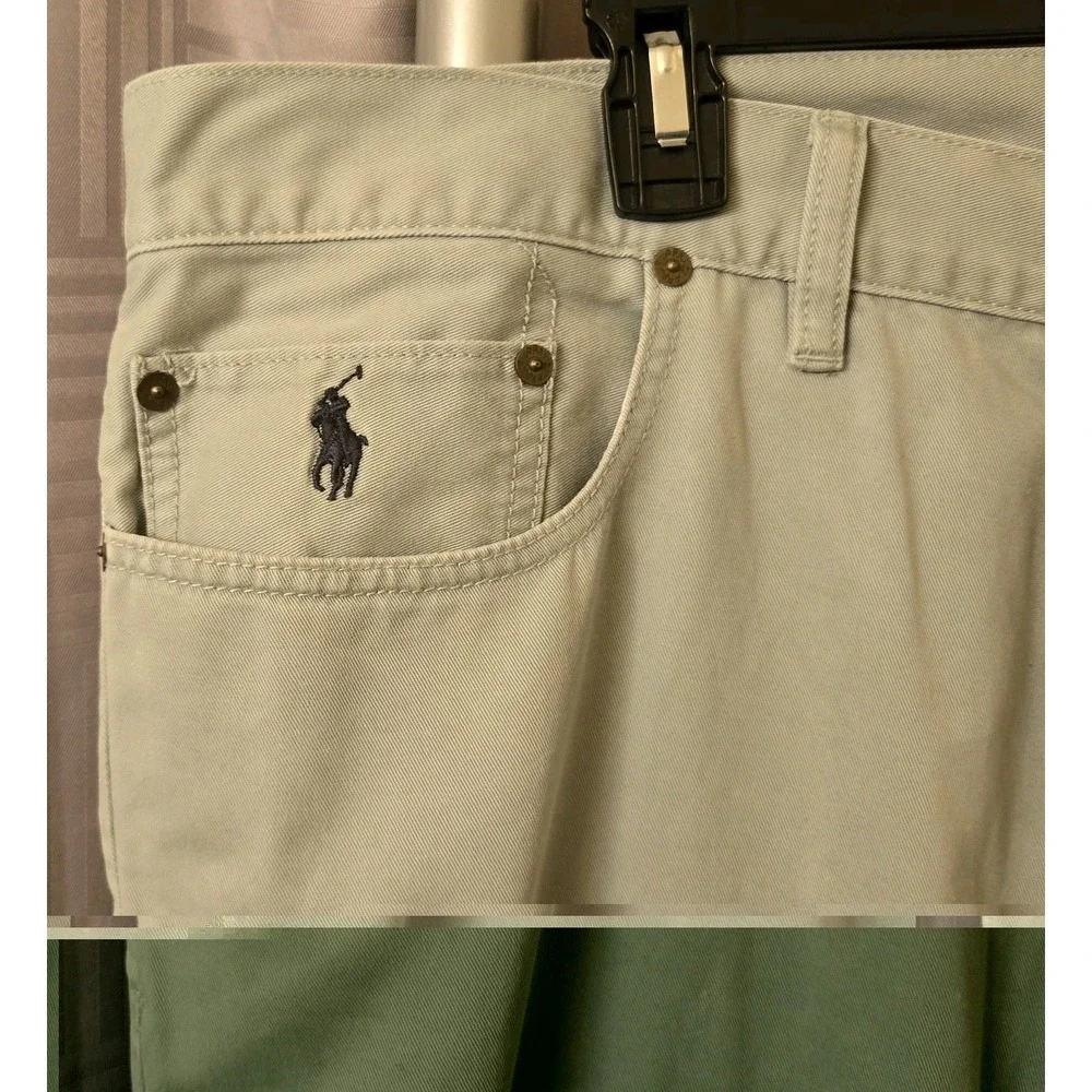 Polo Ralph Lauren Mens Pale Green Straight Leg Denim Pants 38x30 Pony Logo